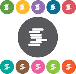 pile of books icons set. round colourful 12 buttons. vector illu