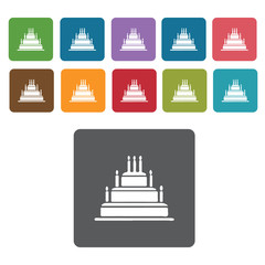 3 layer cakes set. Rectangle colourful 12 buttons. Vector illust