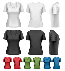 Set of colorful female t-shirts. Vector