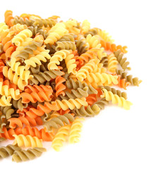 Colorful pasta isolated on white