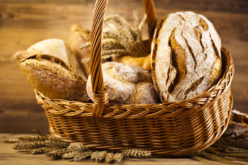 Wall Mural - Traditional bread in wicker basket