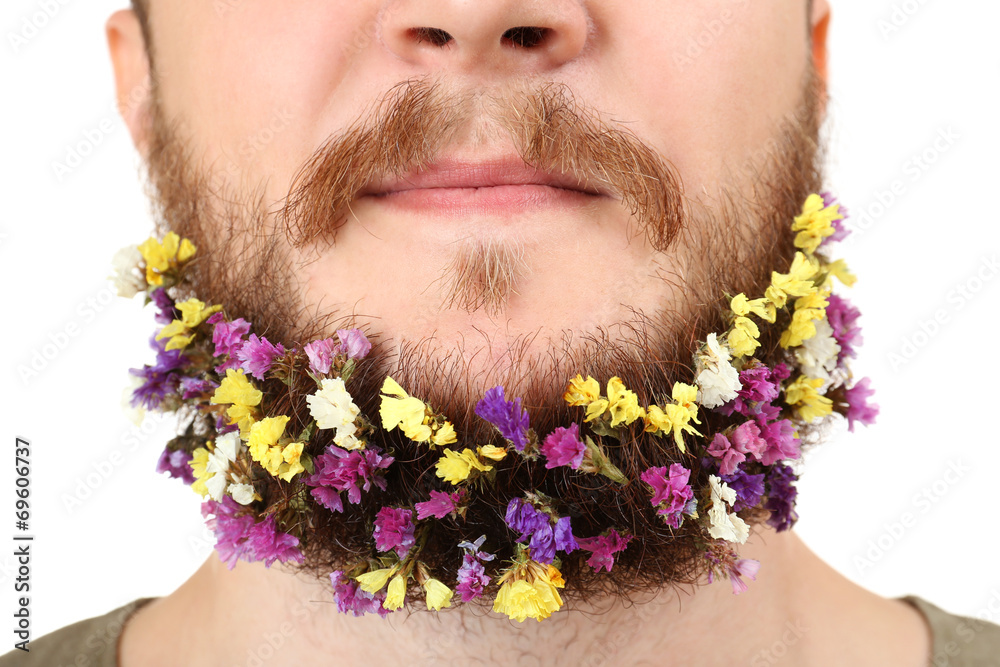 Long beard of flowers isolated on white