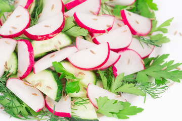 Sticker - Radish salad with cucumber.