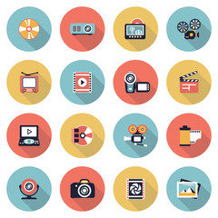 Sticker - Photo & video modern flat color icons.