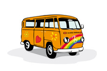 Colorful Painted Vintage Hippie Van