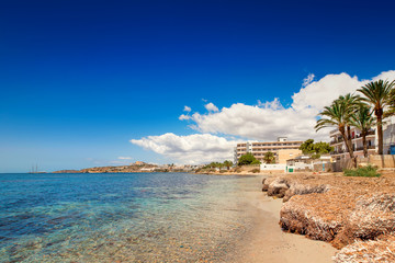Wall Mural - paradise beach in ibiza island with blue sky