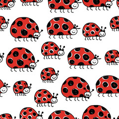 Poster - Ladybird family, seamless pattern for your design