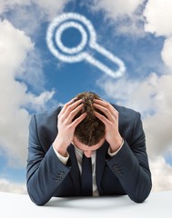 Aufkleber - Composite image of businessman with head in hands
