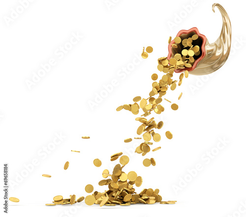 Cornucopia - Golden coins isolated - Compre esta ilustração e ...