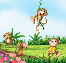 Wall Mural - Monkeys playing