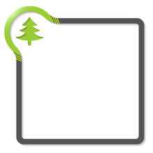 Frame For Text With Green Corner And Tree Symbol