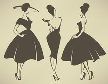 New Look Girls, Vector Collection Of Girls In Retro Style