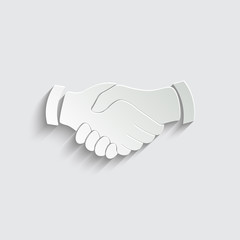 Wall Mural - handshake icon with shadow on a grey background