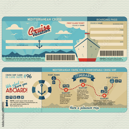Fotografía Cruise ship boarding pass design template