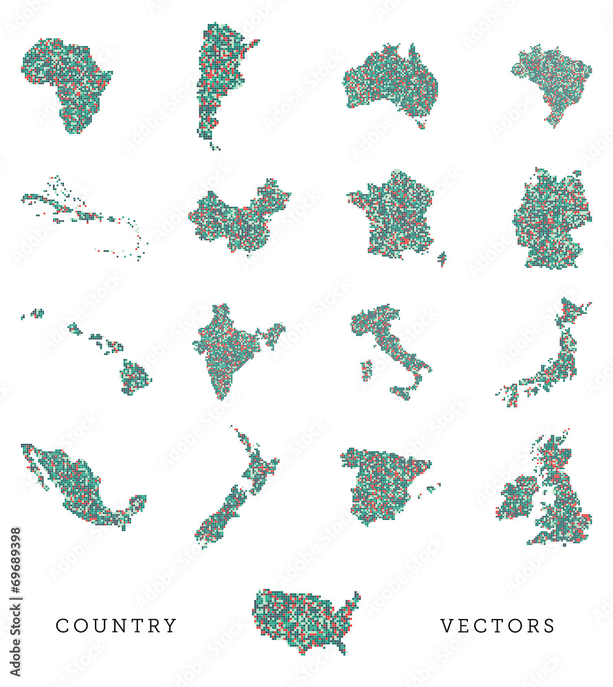 A vector set of various countries in a pixel art style Stock Vector ...