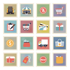 Poster - Shopping modern color icons.