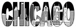 Chicago City Skyline Black and White Text Vector Illustration