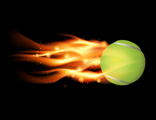 Canvas Print - Tennis Ball on Fire Illustration