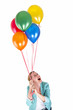 © Wisiel - woman with balloons over white background smiling