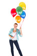© Wisiel - woman with balloons over white background smiling