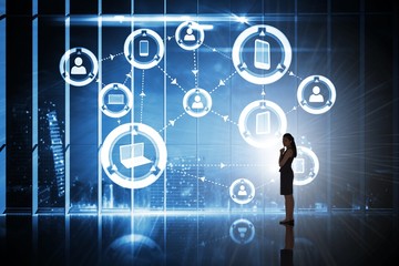 Poster - Composite image of thinking businesswoman