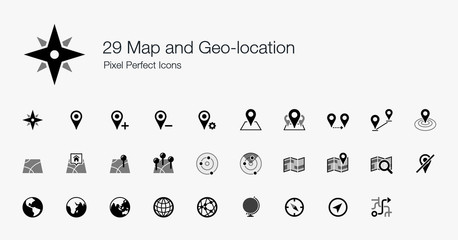 29 map and geo-location pixel perfect icons