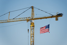 Big Crane With American Flag