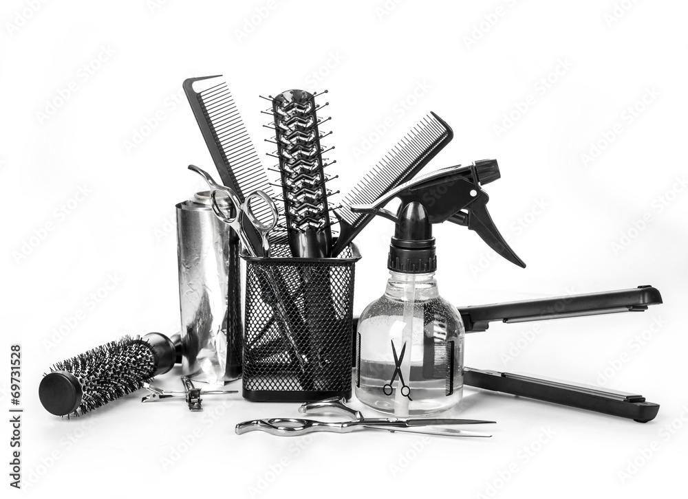 hairdresser tools - obrazy, fototapety, plakaty 