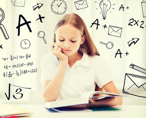 Wall Mural - student girl studying at school