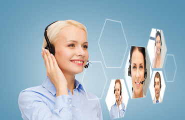 Canvas Print - smiling woman helpline operator