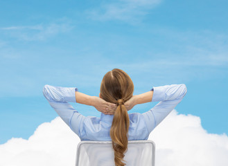 Sticker - businesswoman sitting on chair from back