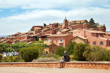 View of the medieval village Roussillon, Luberon