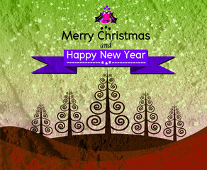 Wall Mural - Merry Christmas And Happy New Year card on Cement wall Backgroun