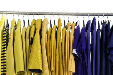 Colorful clothing autumn/winter on a rack