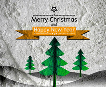 Merry Christmas And Happy New Year Card On Cement Wall Backgroun