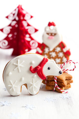 Poster - Gingerbread polar bear and Santa Claus