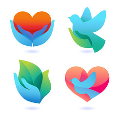 Poster - Vector set with signs of love and care