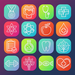 Poster - Vector healthcare and fitness icons