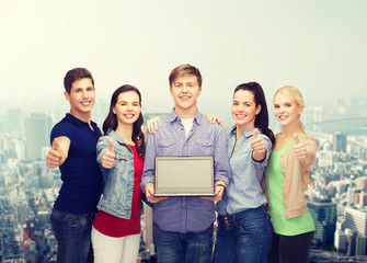 Wall Mural - smiling students with laptop computer