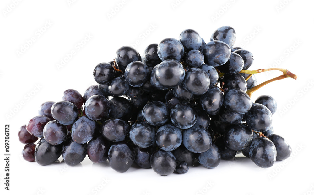 Purple grape in hand isolated on white