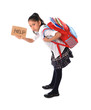 © Wordley Calvo Stock - sweet little girl carrying heavy backpack or school bag full