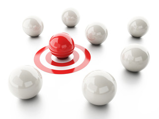 ball on target. business leadership success concept