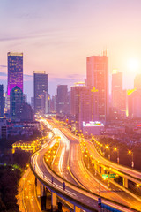 Wall Mural - shanghai interchange overpass and elevated road in nightfall