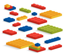 Set Of Plastic Lego Pieces Or Constructor