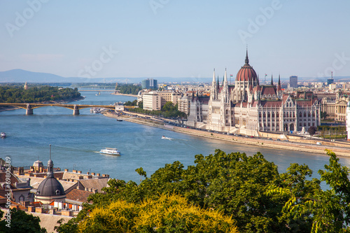 Hungarian Parliament building in Budapest, Hungary on a sunny da Poster