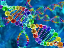 Rainbow DNA (deoxyribonucleic Acid) With Defocus On Background