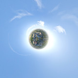 Fototapeta Tęcza - Aerial city view - little planet mode