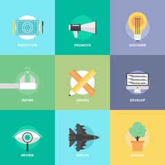 Aufkleber - Design product development flat icons