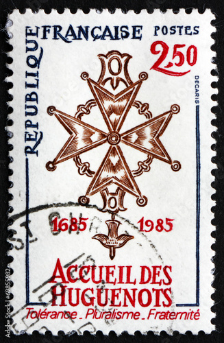 Fotografía Postage stamp France 1985 Huguenot Cross