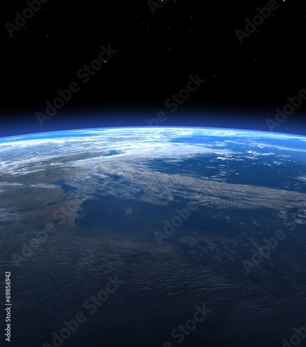 Planet Earth Horizon In Space 3d Render Buy This Stock